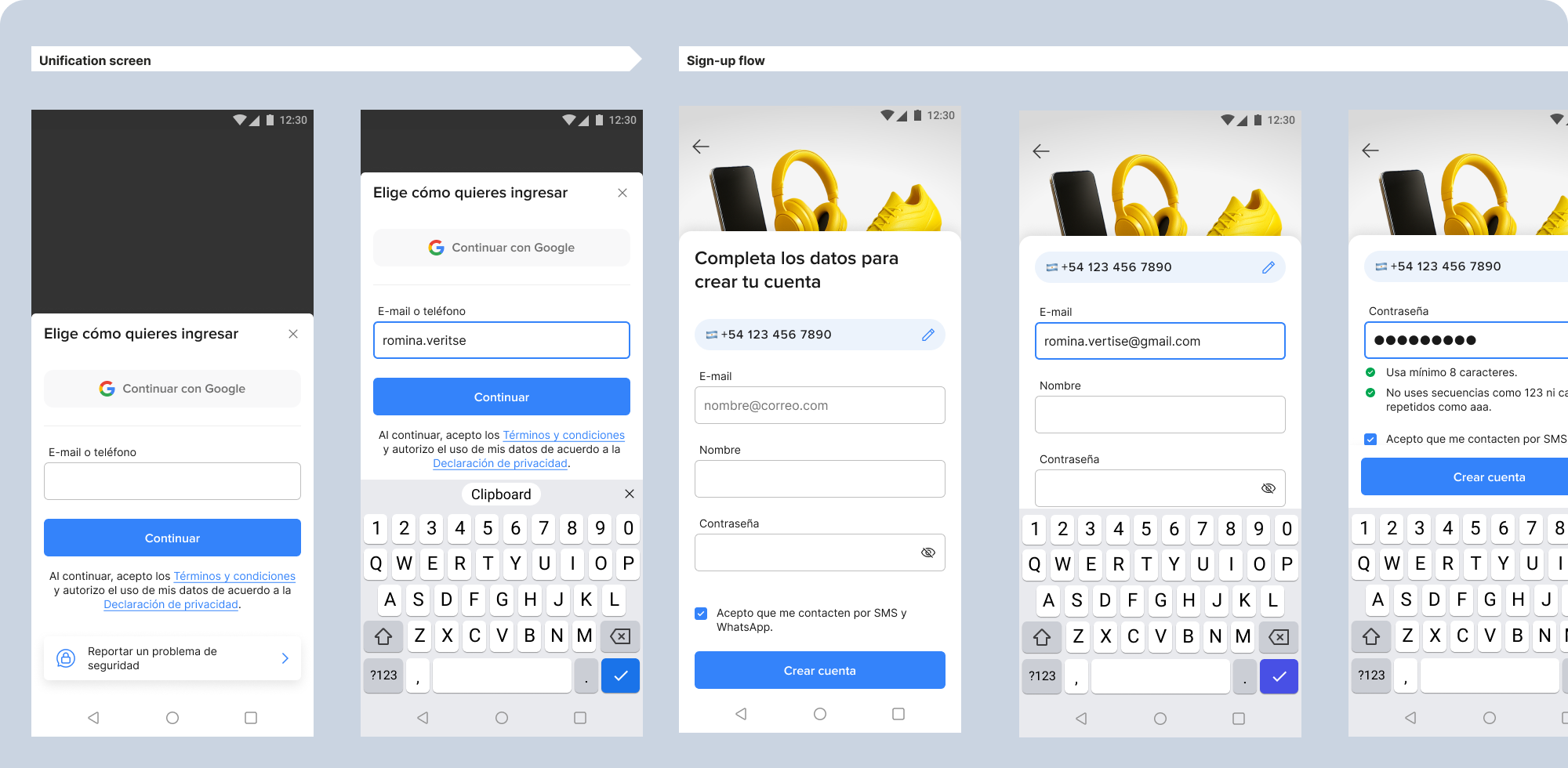 Sign up with phone — flow part 1